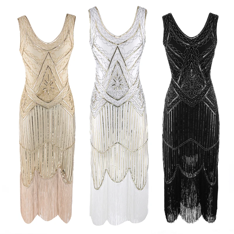 Top Trends: Women&#039;s 1920s Vintage Sequin Full Fringed Deco Inspired Flapper Dress Roaring 20s Great Gatsby Fall Cloths Dress Vestidos Shoppable Styles