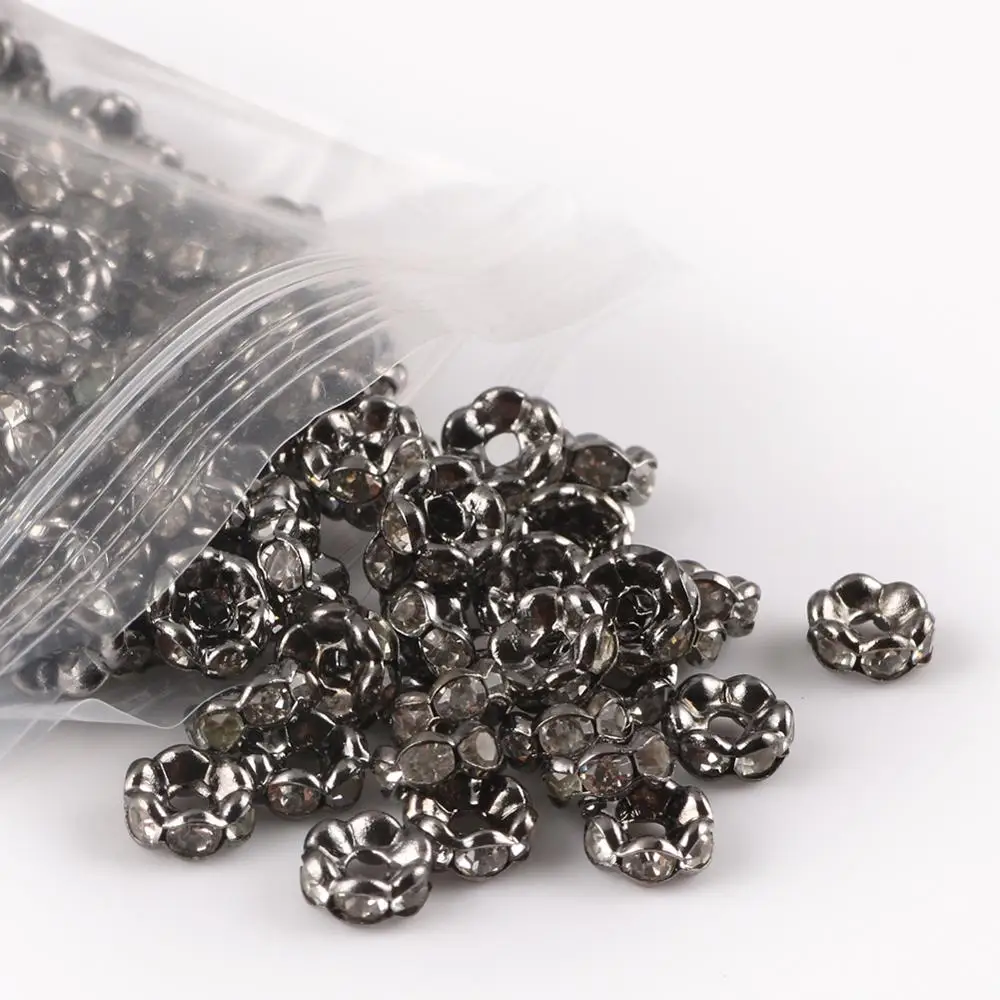 Top Trends: 50pcs Wave Side Metal Black Rhinestone Rondelle Austiran Crystal Big Hole Loose Spacer Beads For Jewelry Making DIY Supplies Shoppable Styles - Image 3