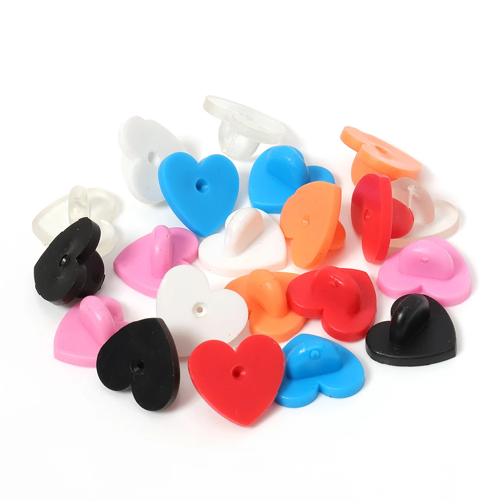 Top Trends: 50pcs Rubber / Metal Pin Backs Heart Brooch Buckle Button Clasps DIY Collar Buckle Accessories For Women Jewelry Making Findings Shoppable Styles