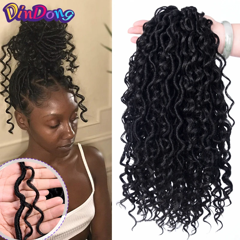 Top Trends: DinDong Synthetic Goddess Locs Crochet Hair 20 / Stands 20inch Curly Braiding Hair Faux Locs Braids Pre Looped Braid Hair Bulk Shoppable Styles