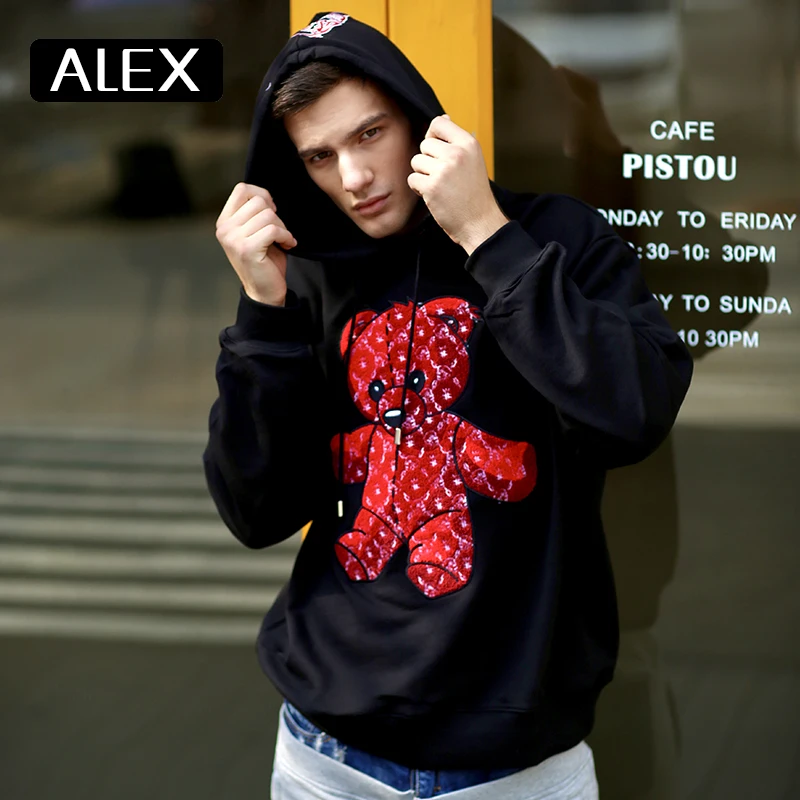 Top Trends: Alex Plein Sweatshirt Men 100% Cotton Teddy Bear Embroidery Oversized Aesthetic Hoodie Steetwear Men&#039;s Fashion Man Clothing New Shoppable Styles