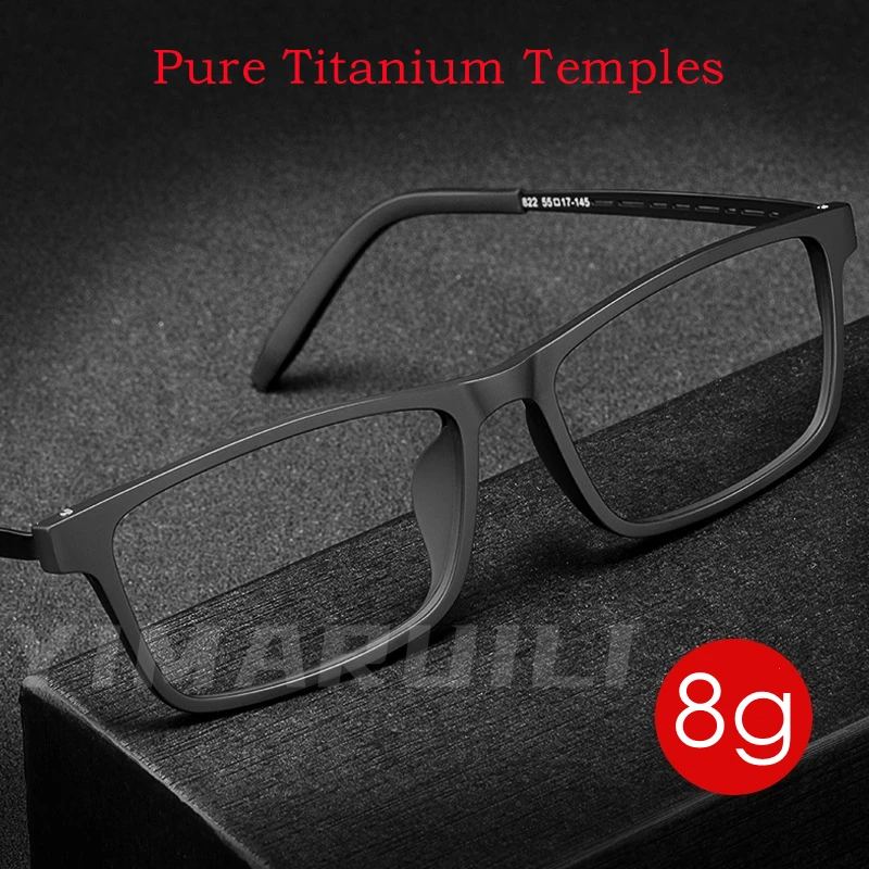 Top Trends: YIMARUILI Ultra-light Fashion TR90 Square Eyewear Pure Titanium Myopia Eyeglasses Optical Prescription Glasses Frame Men 8822T Shoppable Styles