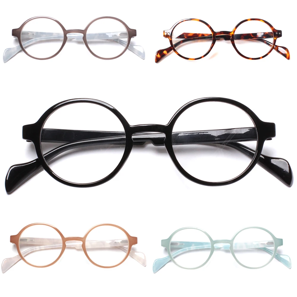 Top Trends: Henotin Fashion Round Reading Glasses Women Men Sping Hinge With Wood-look Presbyopic Glasses Eyewear Shoppable Styles