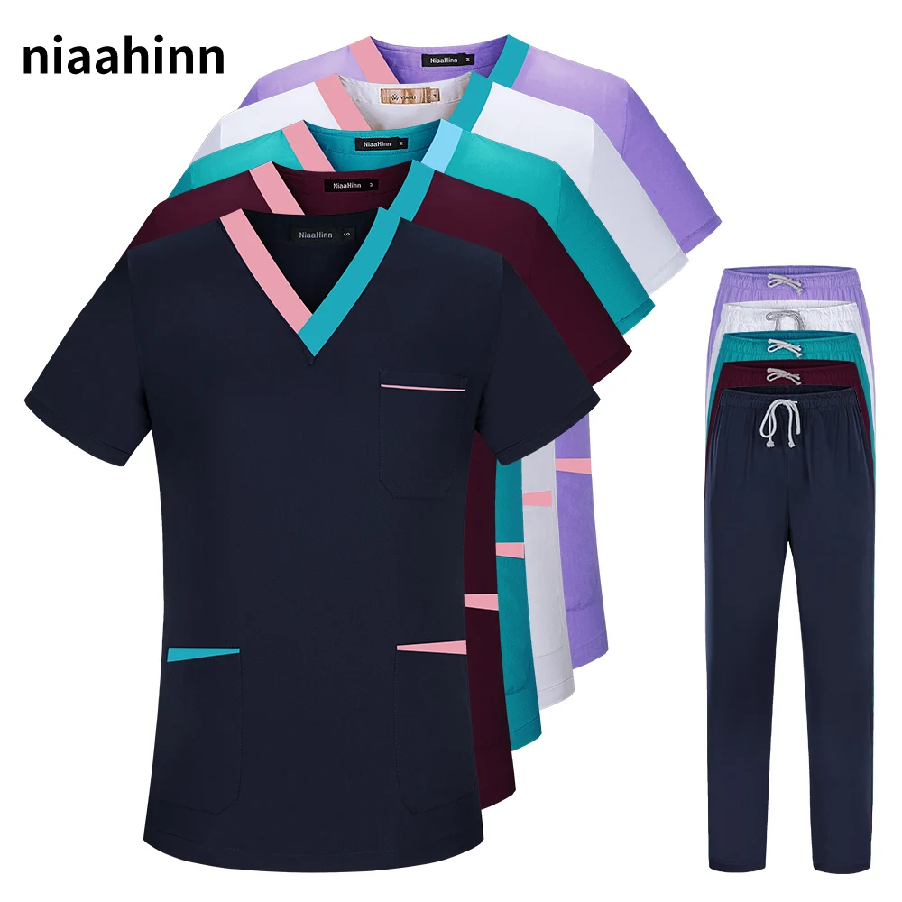 Top Trends: Pharmacist Uniforms Nursing Shirts Short-sleeved Medical Uniforms Beauty Salon Workwear Dental Clinic Clothes Tops Pants Summer Shoppable Styles