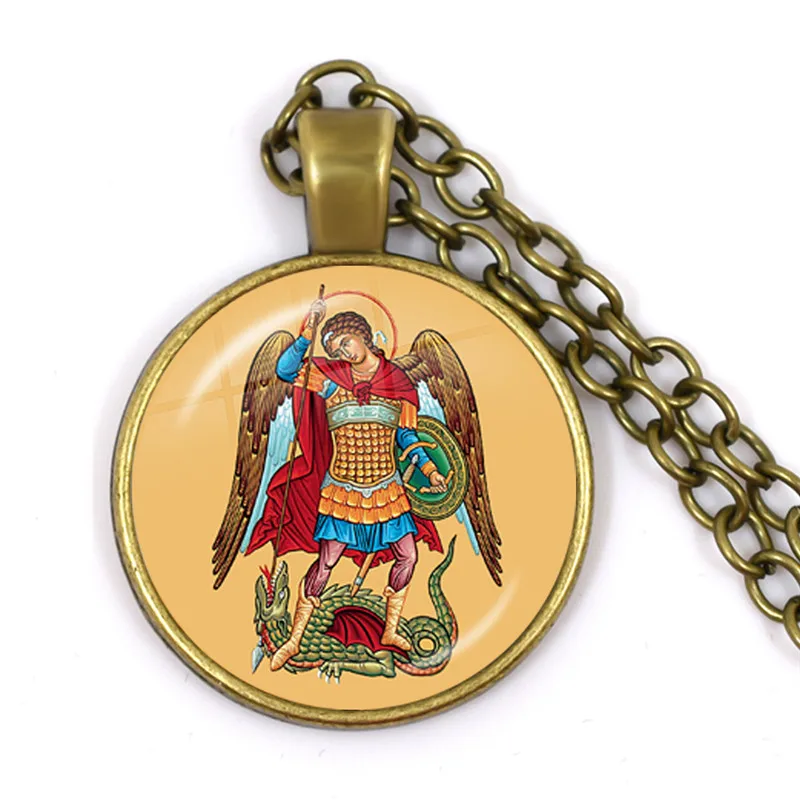 Top Trends: New Men Necklace Archangel St.Michael Protect Me Saint Shield Protection Charm Russian Orhodox Pendant Jewelry For Holy Gift Shoppable Styles