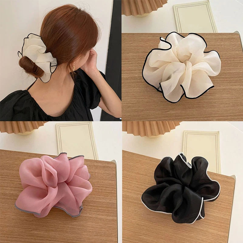 Top Trends: Oversized Scrunchies Organza Hair Ties Elastic Hair Band Women Girl Ponytail Holder Fashion Hair Ropes Headband Hair Accessories Shoppable Styles