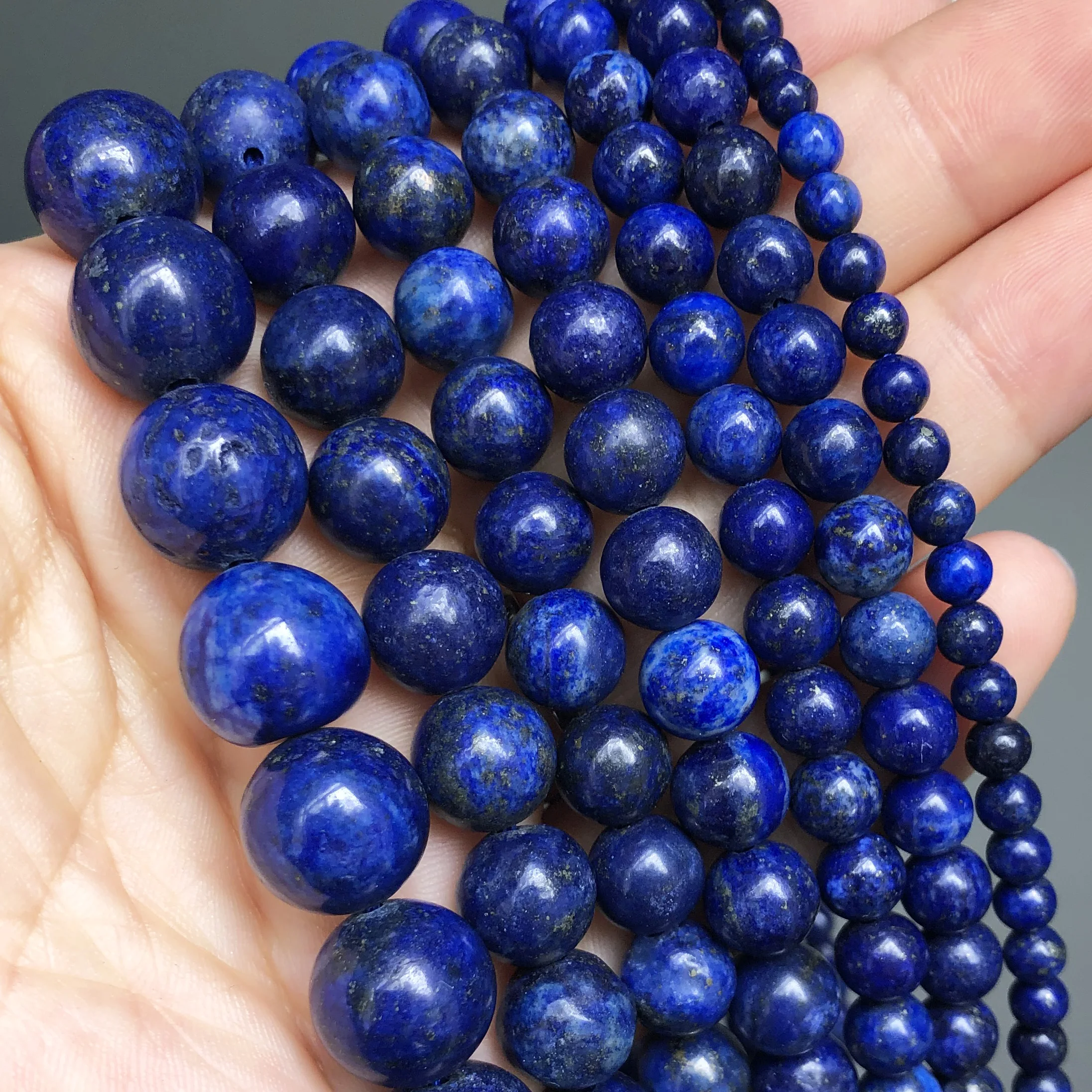 Top Trends: Natural Stone Beads Lapis Lazuli Round Loose Stone Beads For Jewelry Making DIY Bracelet Earrings Accessories 15'' 4 / 6 / 8 / 10 / 12mm Shoppable Styles