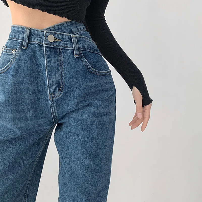 Top Trends: High Waist Blue Jeans Harajuku Korean Ulzzang Harajuku Denim Pants Wild Daily Casual Girl Loose Trouser Streetwear Jean Femme Shoppable Styles