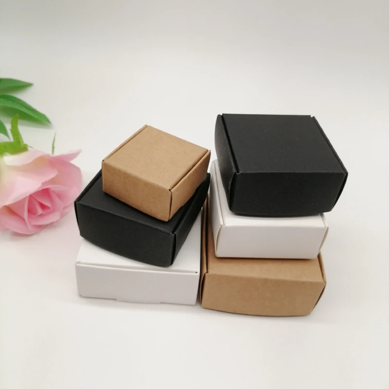 Top Trends: 50pcs Black / White / Kraft Paper Box For Packaging Earring Jewlery Box Gift Cardboard Boxes Diy Jewelry Display Storage Packing Box Shoppable Styles