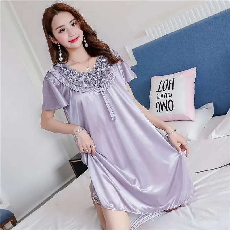 Top Trends: Women Nightgowns Sexy Satin Silk Soft Nightwear Plus Size S-XL Lace Sleepwear Dress Sexy Lingerie Robe Mini Homedress Nightdress Shoppable Styles