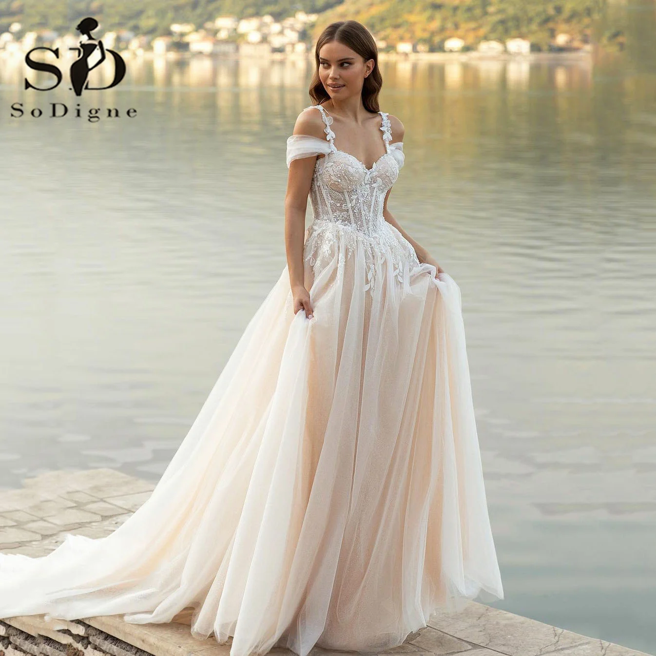 Top Trends: SoDigne Beach Wedding Dress Sweetheart Lace Appliques Off Shoulder Corset Princess Bridal Dress Wedding Gown Custom Made Shoppable Styles