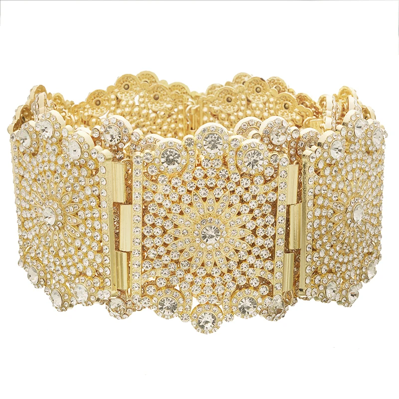 Top Trends: Luxurious Aristocratic Gold Color Wedding Dress Belt With All-Rhinestone Sparkling Moroccan Metal Belt Shoppable Styles