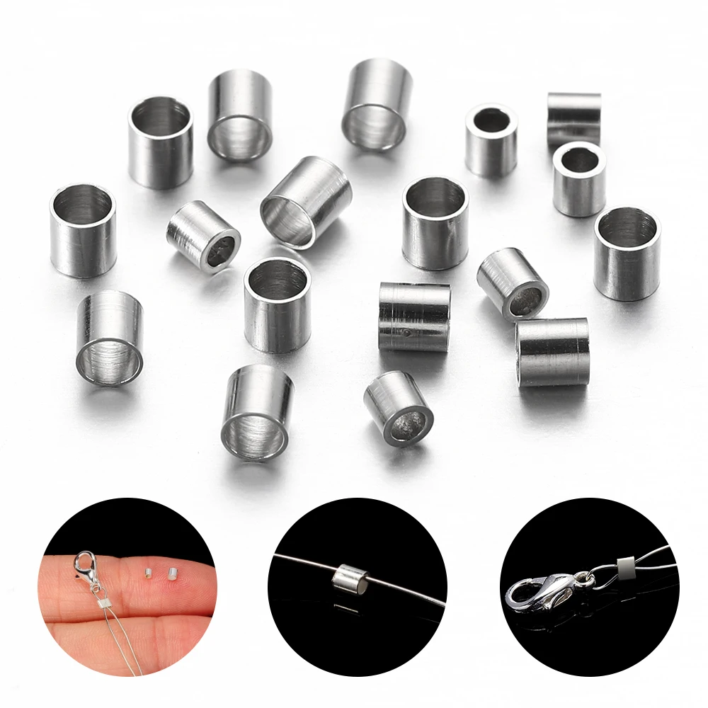 Top Trends: 150 / lot 1.5 2.0 2.5mm Stainless Steel Tube Crimp End Beads Stopper Spacer Bead For DIY Jewelry Making Necklace Findings Supplies Shoppable Styles