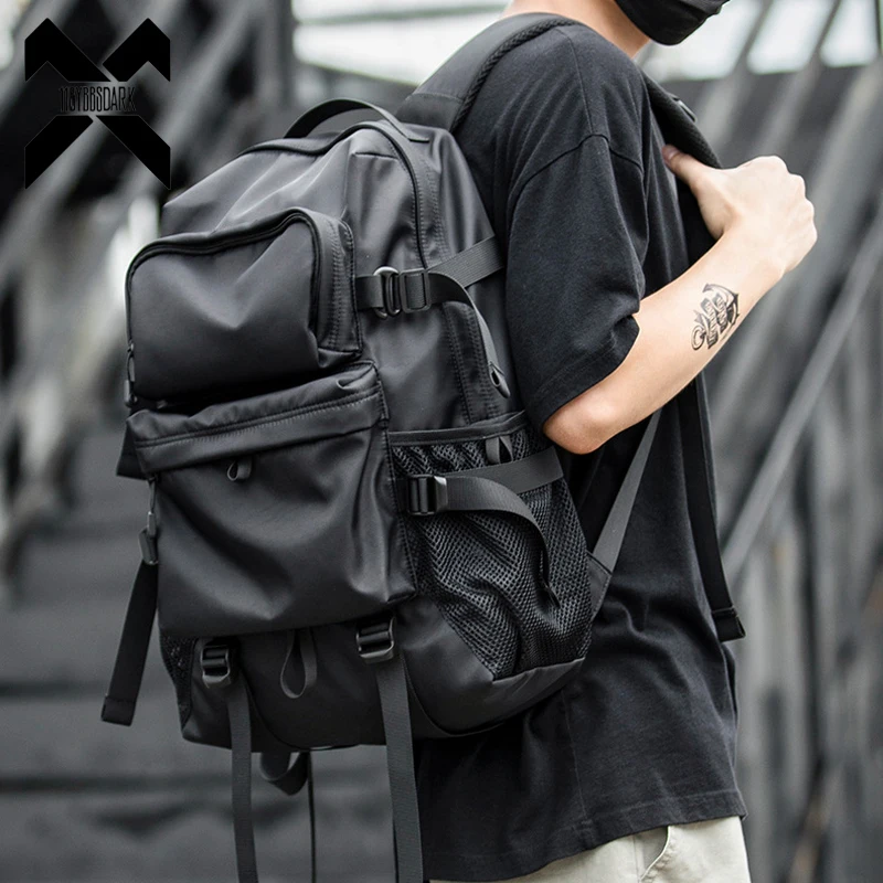 Top Trends: Hip Hop Men's Backpacks 2021 Waterproof 15 Inch Laptop Backpack Ribbon Streetwear Unisex High Street Travel School Bags WB251 Shoppable Styles