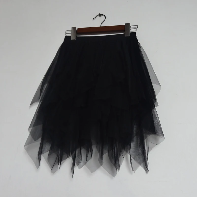 Top Trends: Tulle Skirts Women New Korean Fashion High Waist Mesh Skirt Asymmetrical Pleated Midi Skirt Female Mid-calf Skirts Womens 2021 Shoppable Styles - Image 2