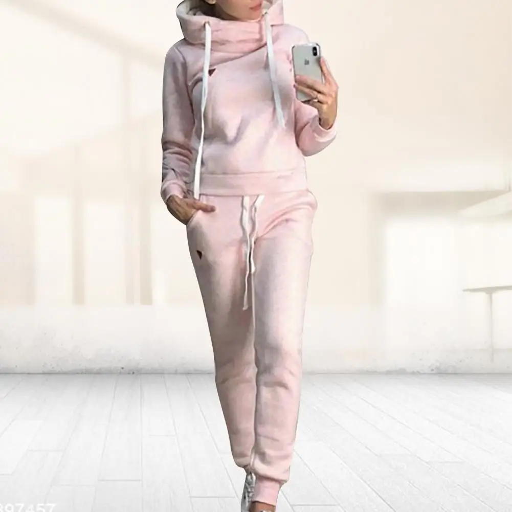 Top Trends: Women&#039;s Hooded Sportswear Autumn And Winter 2-Piece Casual Pullover Pants Solid Color Warm Plush Sportswear Suit For Daily Wear Shoppable Styles