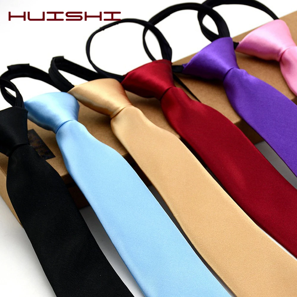 Top Trends: Solid Color Zipper Necktie Polyester Satin Formal Men Women Wedding Gift Tie Popular Suit Necktie Evening Dress Accessories Men Shoppable Styles