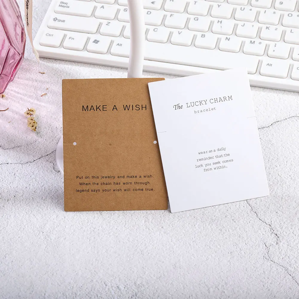 Top Trends: 20-10pcs 7x9cm Bracelet Display Cards Make A Wish Text Print Kraft Paper Card Hang Price Tag Cardboard Pack For Handmade Jewelry Shoppable Styles