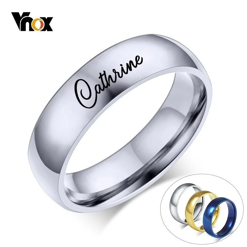 Top Trends: Vnox Free Engraving Personalized Name Ring For Women Men 6mm Stainless Steel Wedding Band Classic Alliance Shoppable Styles