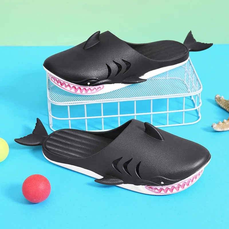 Top Trends: Slippers For Boys Outdoor Shoes Summer Men Soft Shark Shape Beach Slippers Non-slip Slides Child Adults Kids Funny Shoppable Styles - Image 2