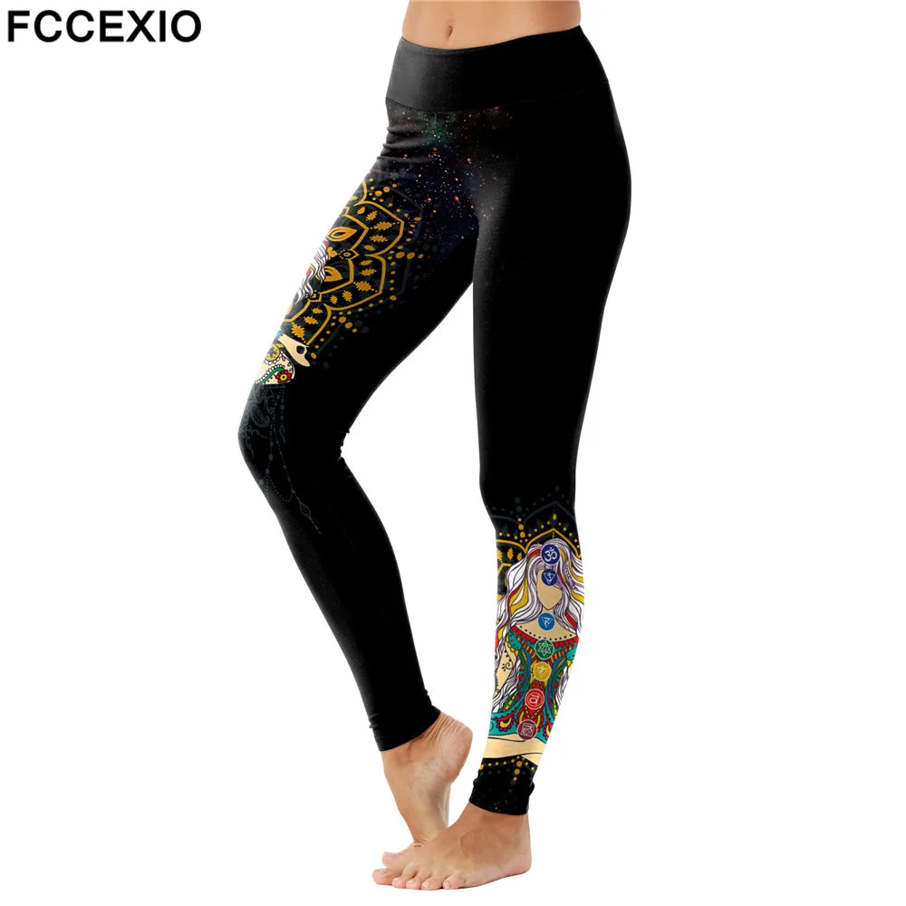 Top Trends: FCCEXIO 3 Style Mandala Yin And Yang Print Leggings High Waist Workout Pants Women Slim Flower Leggins Seamless Fitness Legins Shoppable Styles