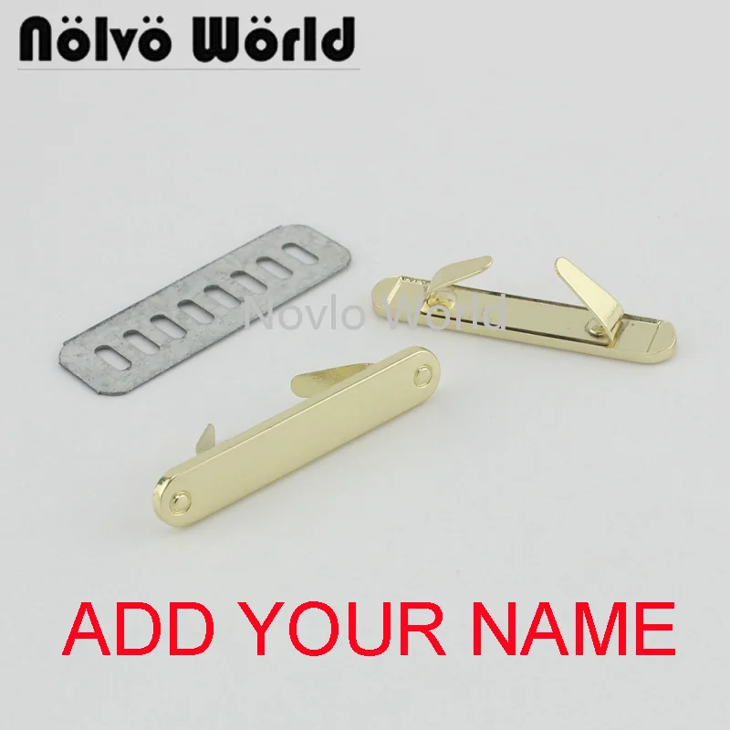 Top Trends: 5-20-100 Pieces Label Write YOUR NAME 44*8mm Metal Logo Handbag Ornament Metal Purse Label Metal Custom Label For Bag Custom Tag Shoppable Styles