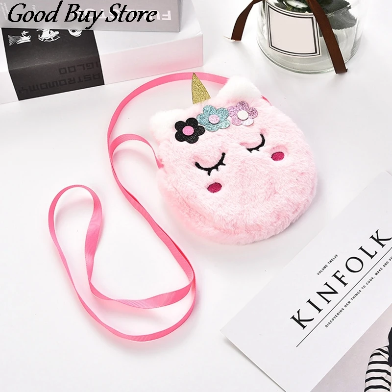 Top Trends: Pink Unicorn Crossbody Bag Children Kids Coin Purse Messenge Bags Plush Toy Lovely Animal Shoulder Handbag Mini Wallet Girls Shoppable Styles