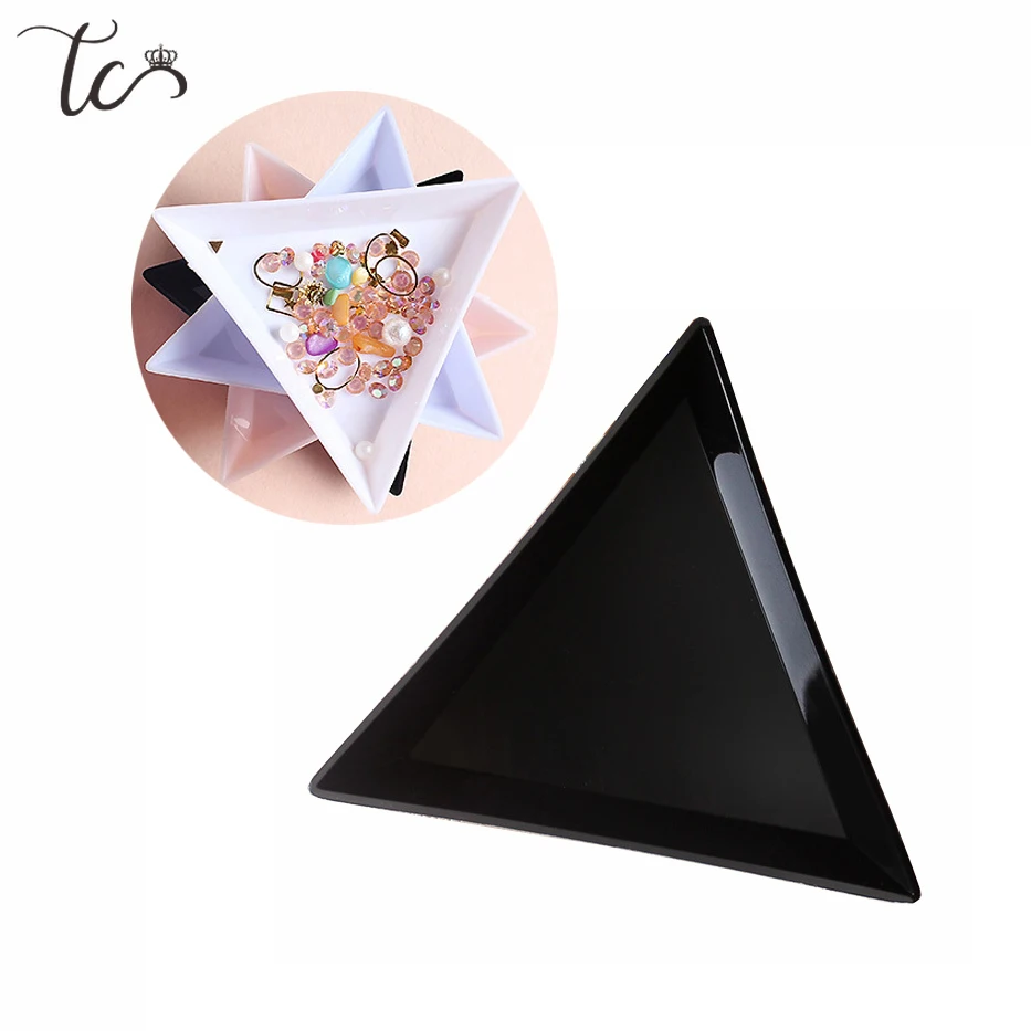 Top Trends: 5 / 10PCS Plastic Triangle Nail Tray DIY Bead Crystal Sorting Storage Plate Manicure Tools Accessory Earrings Holder Shoppable Styles