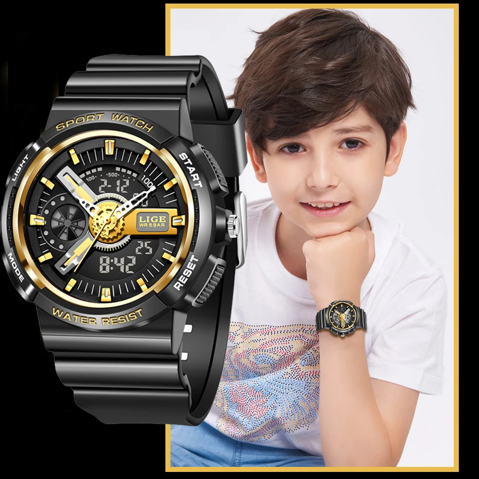 Top Trends: LIGE Military Kids Sport Watches 50M Waterproof Electronic Wristwatch Stop Watch Clock Children Digital Watch For Boys Girls+ Box Shoppable Styles