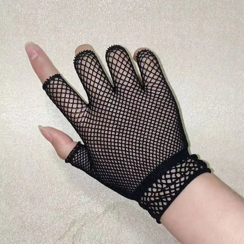 Top Trends: 1 Pair Unisex Short Fishnet Gloves Fashion Girl Fingerless Mesh Glove Punk Rock Fancy Night Club Party Sexy Women Black Gloves Shoppable Styles