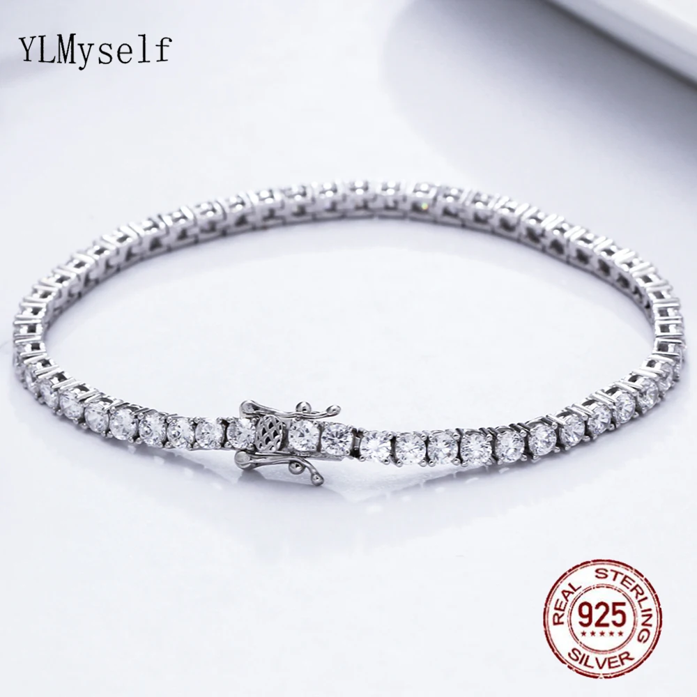 Top Trends: Pure Silver Of 16-20.5CM Tennis Bracelet Jewelry 2-4mm 5A CZ Eternal Gift For Wife Stunning Real 925 Jewellery Shoppable Styles - Image 2