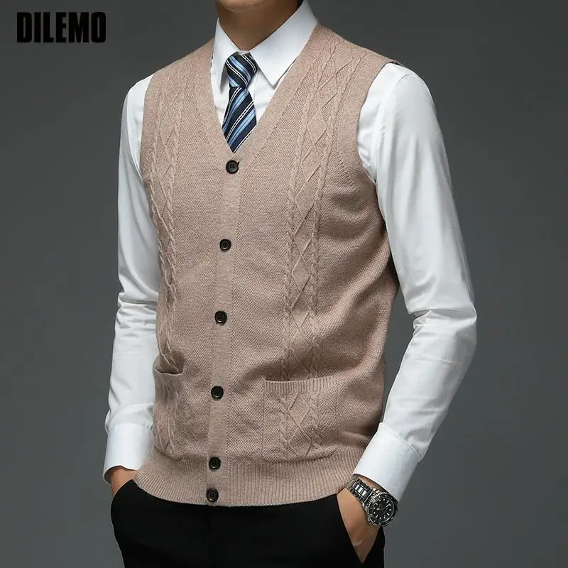 Top Trends: Level 4 Super Anti-pilling Top Grade Pleuche New V Neck Fashion Brand Knit Cardigan Casual Preppy Autum Sweater Vest Sleeveless Shoppable Styles