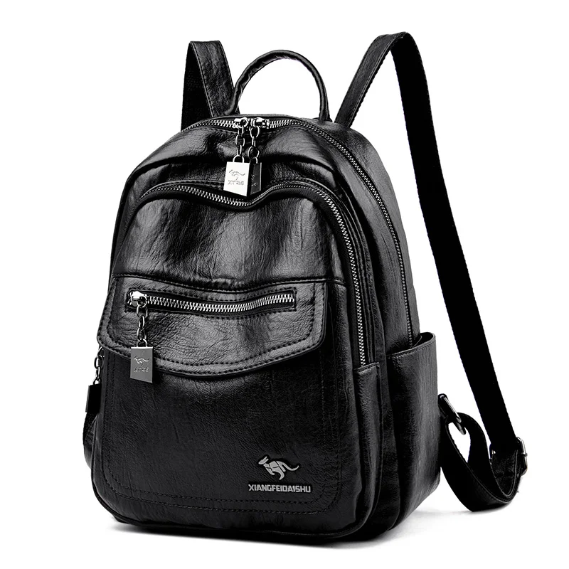 Top Trends: Women's Backpack Fashion And Elegant Bag Soft Leather Solid Backpack Zipper Comfortable Bag For Ladies Designer Travel Backpack Shoppable Styles - Image 6