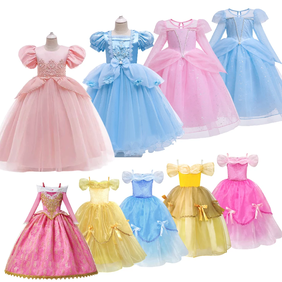 Top Trends: Cinderella Cosplay Costume Kids Deluxe Ball Gown Elsa Belle Aurora Princess Dresses Elegant Christmas Wedding Evening Dress 4-11 Shoppable Styles