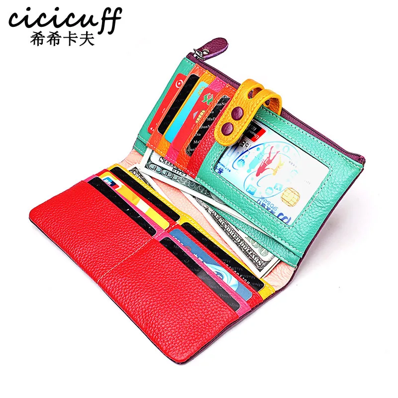 Top Trends: CICICUFF Fashion Wallet Women Genuine Leather Long Clutch Ladies Purse With Zipper Pocket Colorful Phone Wallet Female Billfold Shoppable Styles