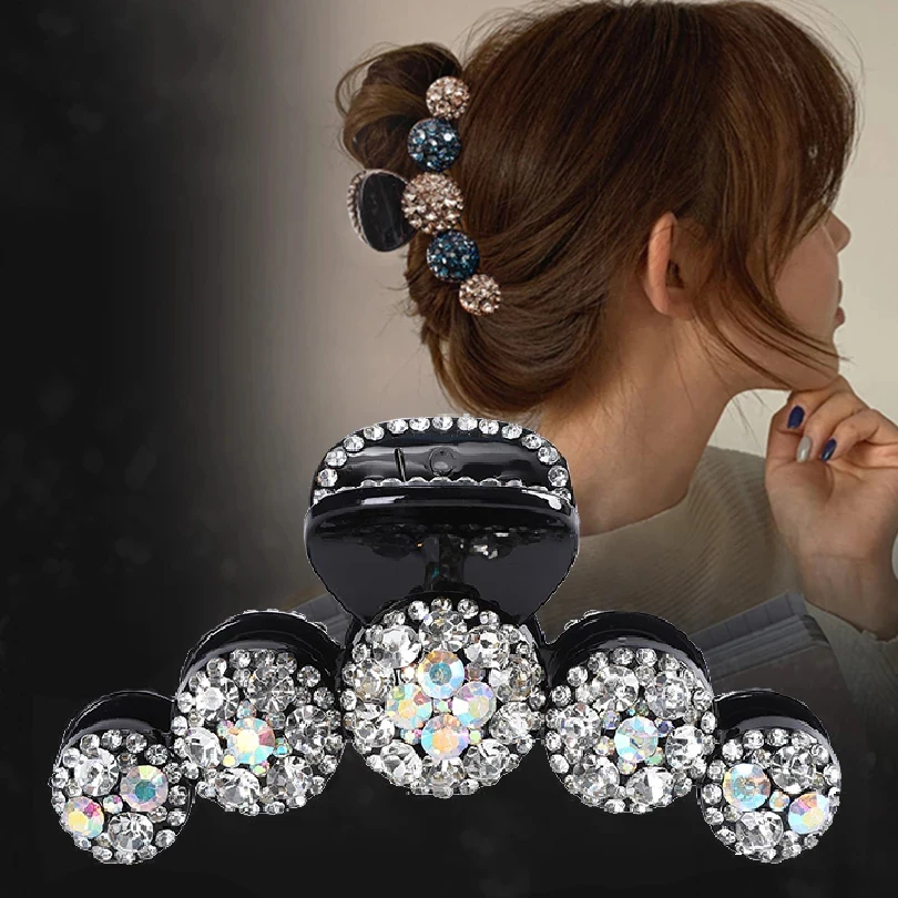 Top Trends: Big Rhinestone Hair Claws Crab Hairpins Crystal Hair Clips Barrettes Bow Ponytail Women Hair Accessories Ornaments Hairgrip Shoppable Styles