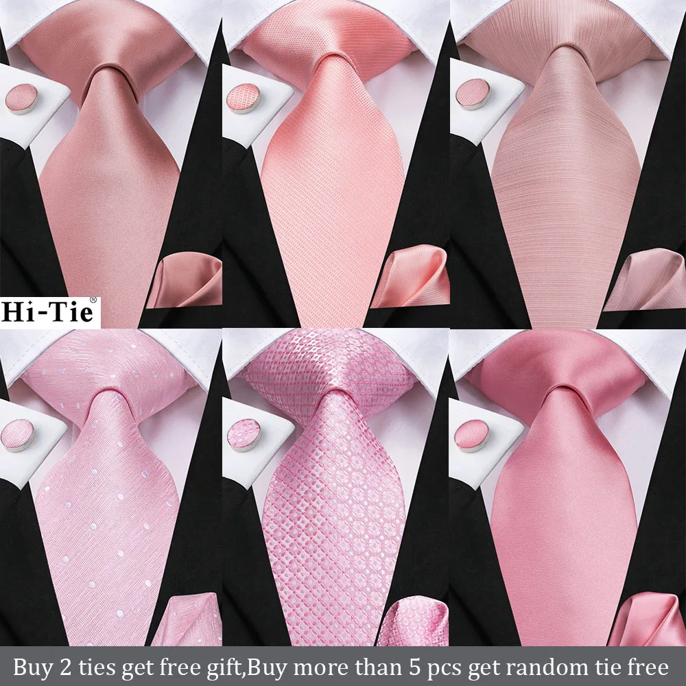 Top Trends: Hi-Tie Silk Mens Wedding Tie Peach Pink Solid Gift Necktie For Men Fashion Design High Quality Hanky Cufflink Set Business Party Shoppable Styles