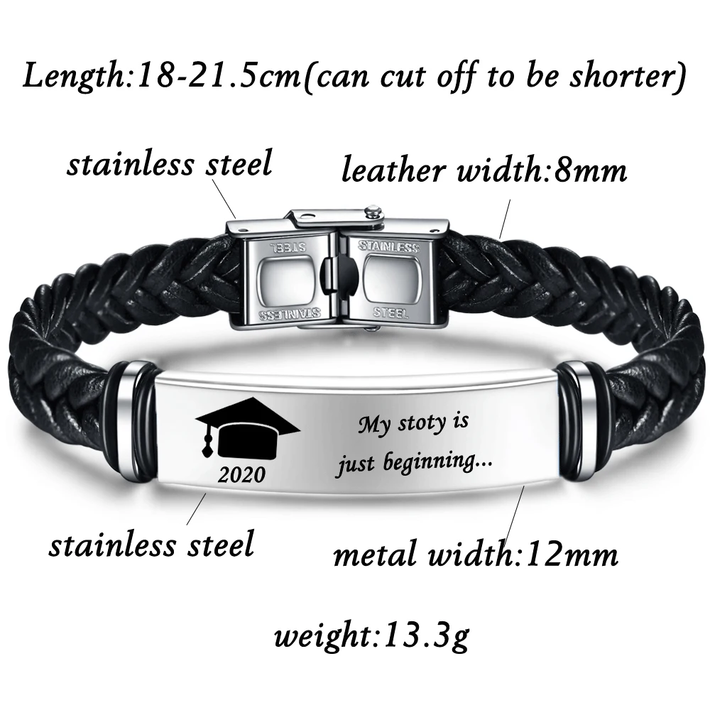 Top Trends: Men's Custom Personalize Engrave Jewelry Bracelets Fashion Braided Leather Inspirational Gifts Wristbands Bracelet For Him Shoppable Styles - Image 3