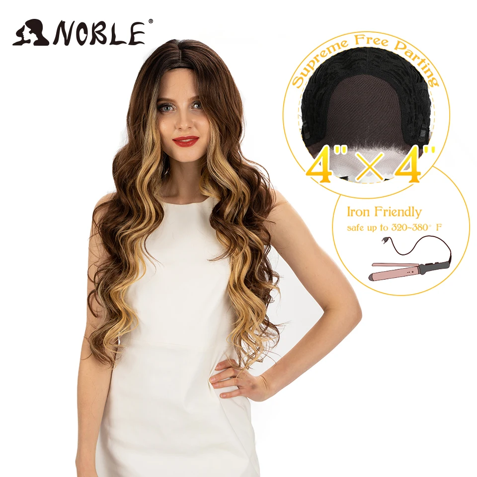 Top Trends: Noble 4X4 Lace Front Wig 30 Inch Lace Wavy 0mbre Blonde Wig Cosplay Synthetic Wigs For Black Women Synthetic Lace Front Wig Shoppable Styles