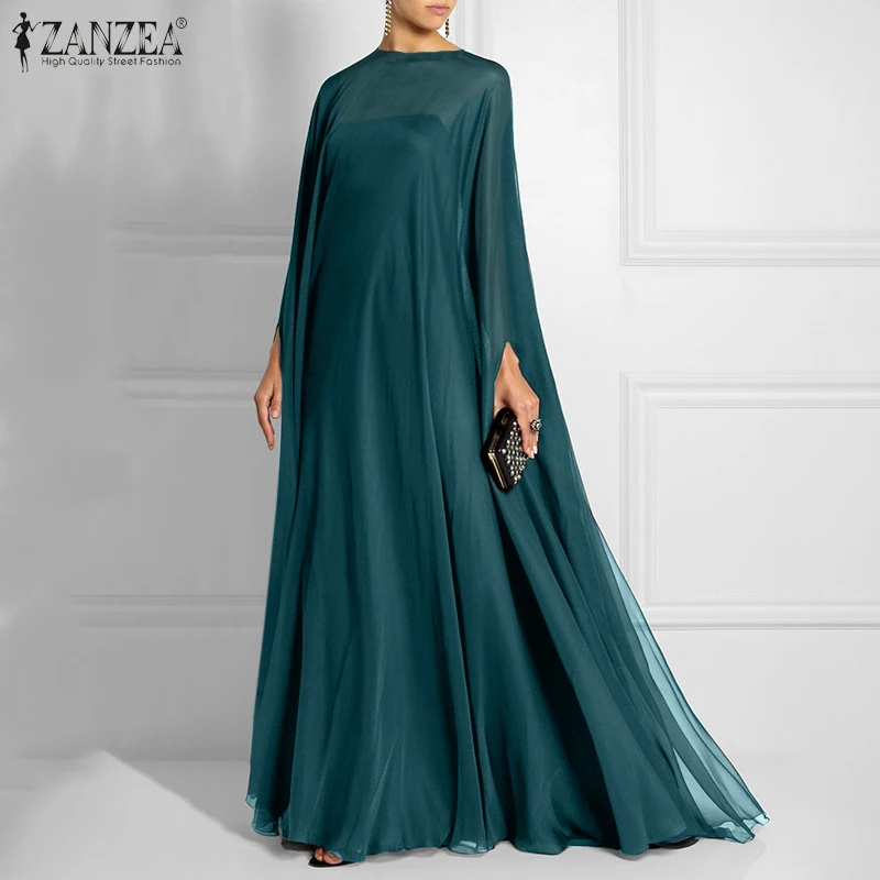 Top Trends: ZANZEA Vintage Women Maxi Long Dress Autumn Long Sleeve Party Sundress Casual O Neck Solid Loose Vestidos Robe Femme 2PC Kaftan Shoppable Styles