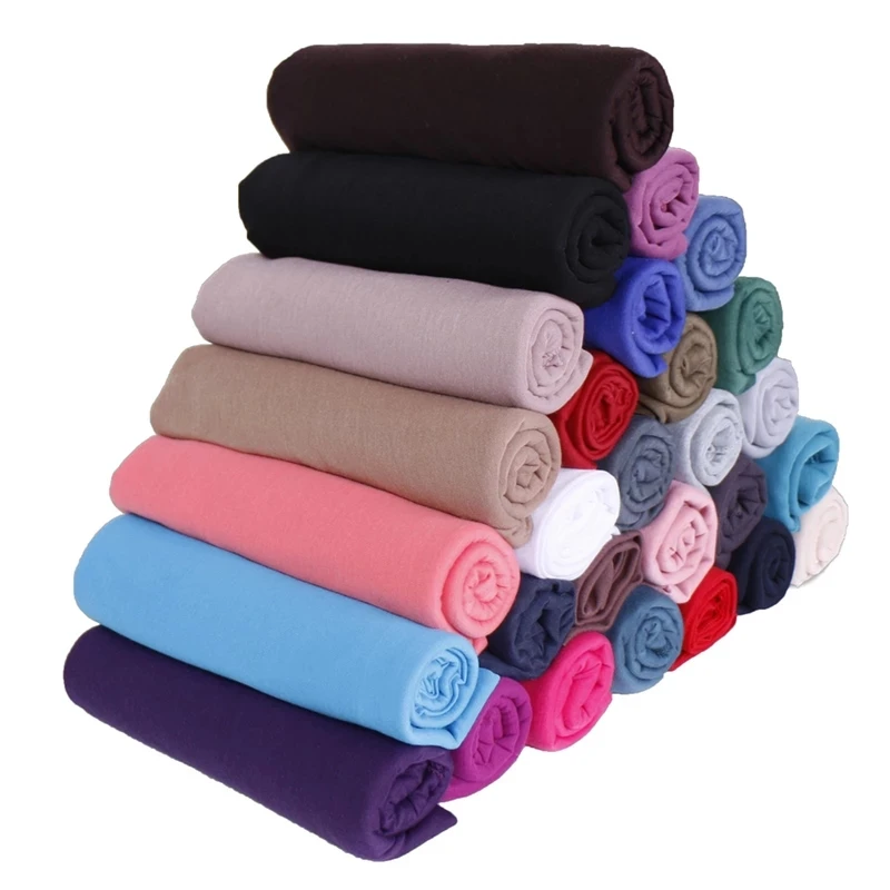 Top Trends: 35 Colors Women High Quality Jersey Hijab Scarf Cotton Plain Elasticity Shawls Maxi Hijabs Muslim Head Wraps Turbans 180*85Cm Shoppable Styles