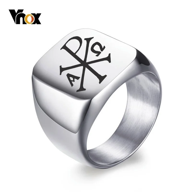 Top Trends: Vnox Free Personalized Stamp Ring For Men 18mm Stainless Steel Signet Band Fraternal Rings Gentleman Anel Custom Gift For Him Shoppable Styles