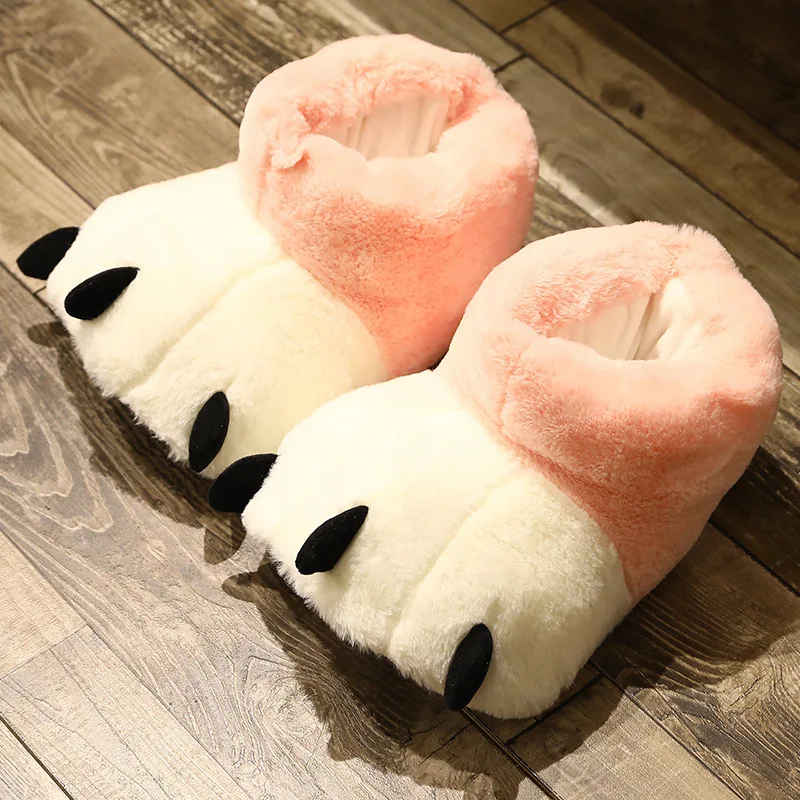 Top Trends: Fun Animals Bear Paw Ankle Boots Slippers For Winter Female House Furry Fur Girls Home Floor Fluffy Bear Paw Claw Flip Flops Shoppable Styles