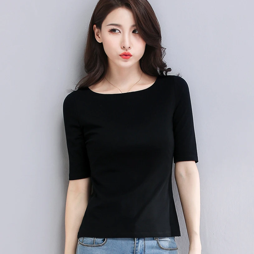 Top Trends: Cotton Women T-shirt O-neck Short Sleeve Women Shirt All Match Lady Top Black White Gray Yellow Shir Shoppable Styles