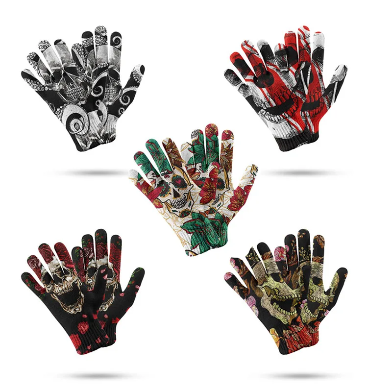 Top Trends: Personality Skull Style Touch Screen Gloves Universal Men Women Running Gloves Flexible Gloves For Use With Mobile Phones Shoppable Styles