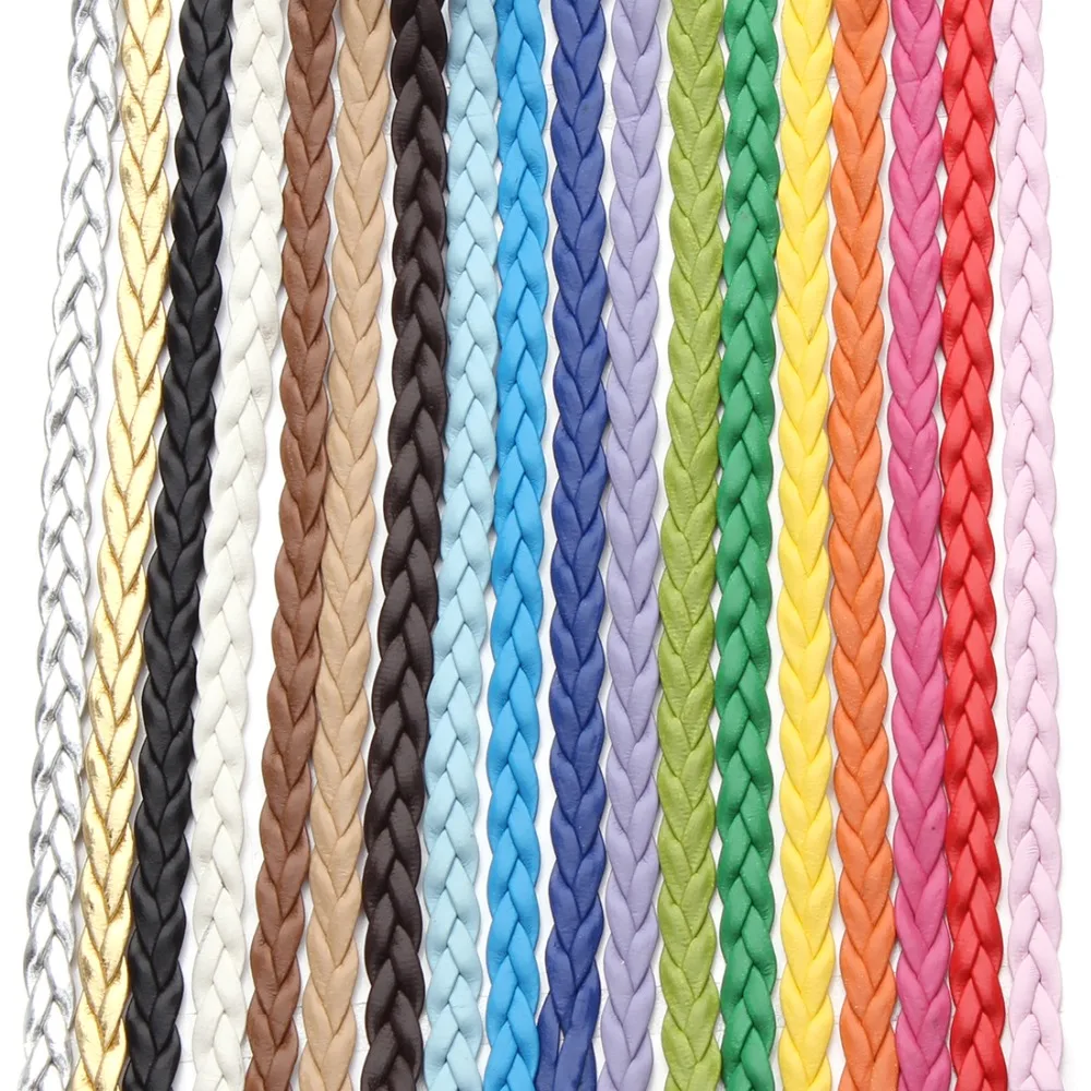 Top Trends: 10Meters / lot Multicolors Braided PU Leather Cord 5mm Flat Faux Leather String Craft Cord For DIY Jewelry Making Supplier Shoppable Styles