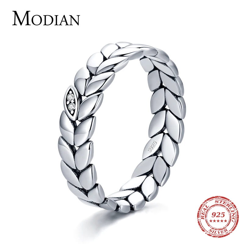 Top Trends: MODIAN 925 Sterling Silver Simple Stackable Wheat Finger Rings For Women Lucky Leaves Original Fine Jewelry Fashion Party Ring Shoppable Styles