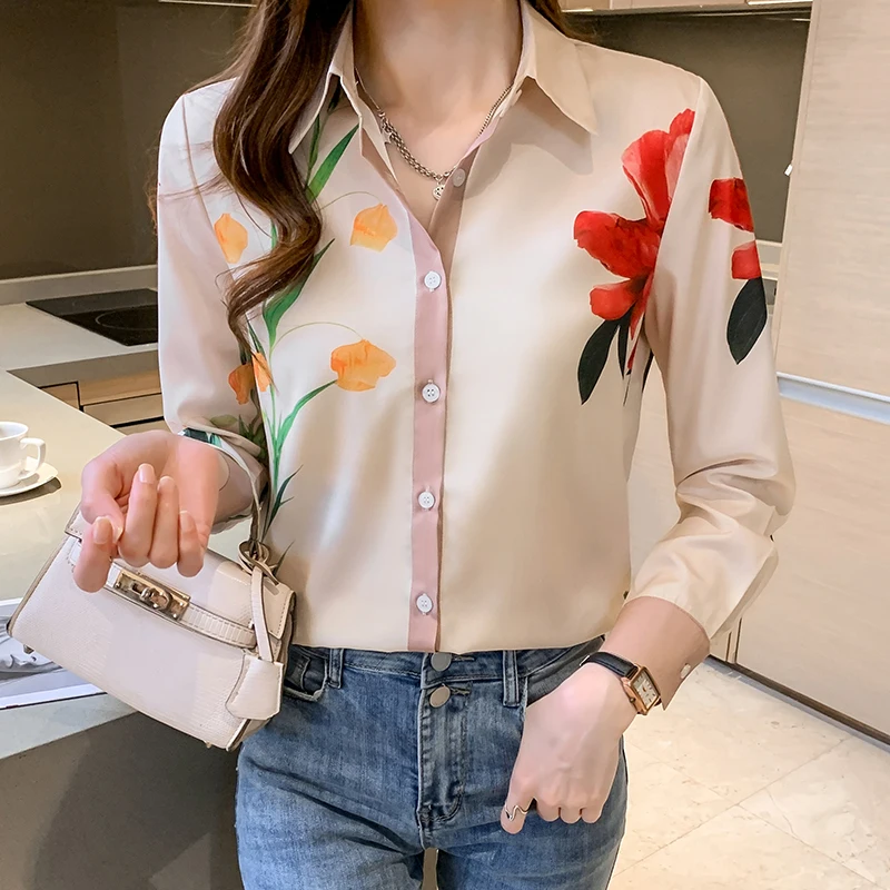 Top Trends: Fashion Flower Ladies Shirts Women&#039;s Blouses Spring Autumn Long Sleeve Shirts Tops Blusas Mujer Shoppable Styles