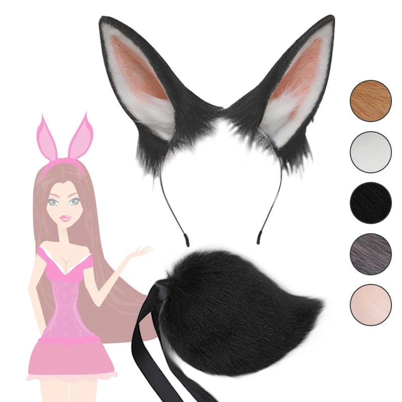 Top Trends: Bunny Ears Realistic Furry Headband Plush Animal Tail Cosplay Props Women Carnival Party Fancy Dress Halloween Costume Accessory Shoppable Styles