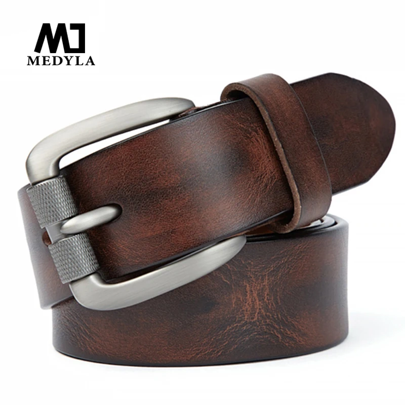 Top Trends: MEDYLA Fashion Men's Belt Top Natural Genuine Leather Sturdy Buckle Men Vintage Belt Suitable For Jeans Casual Pants Cummerbund Shoppable Styles